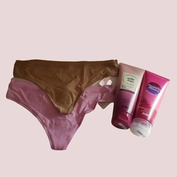 Pink gift set 2 body lotion& 2 thongs size XS cakhi& pink color - Picture 3 of 9